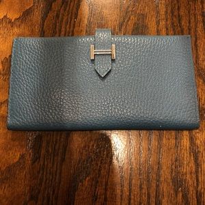 HERMES Blue Jean Vearn Bifold Wallet